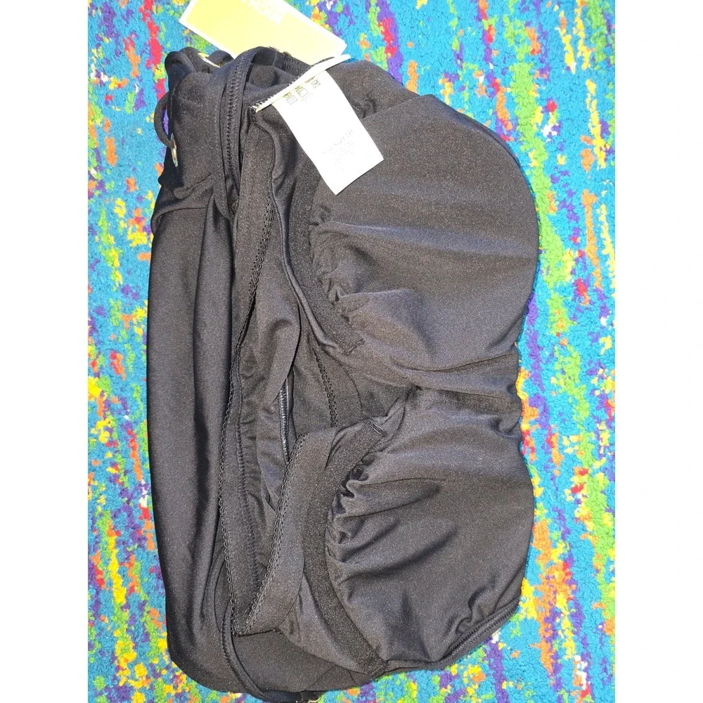 NWT Michael Kors Tankini Swim Top Black Lace Up Grommet Underwire Womens Size XS